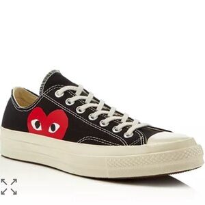 Comme des garçons Canvas Low-Top Sneakers with Red Heart Accent